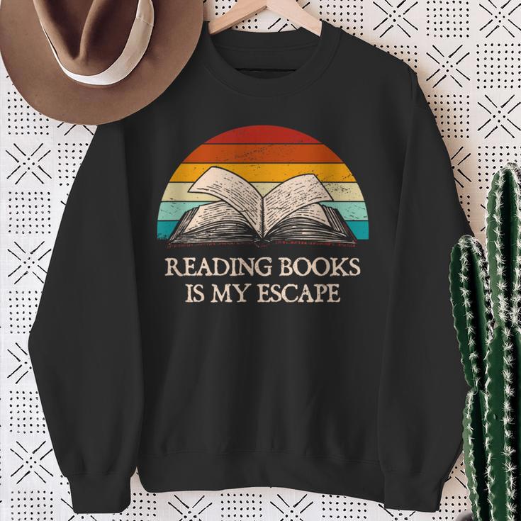 Reading Books Is My Escape Book Lover Humor Bookworm Sweatshirt Gifts for Old Women