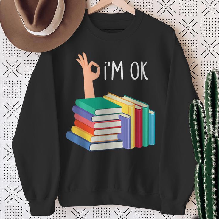 Reading Books Librarian Reader Nerd I'm Ok Sweatshirt Gifts for Old Women