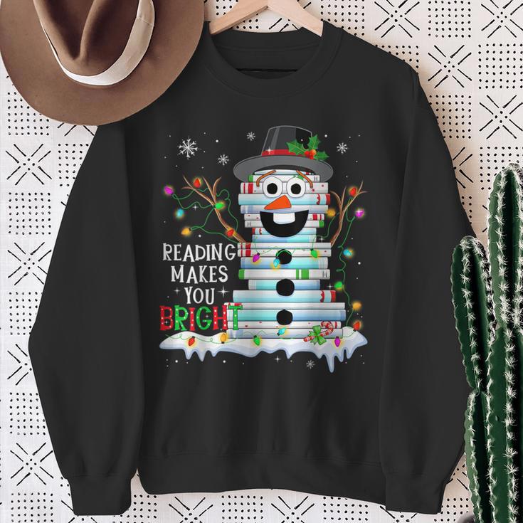 Reading Make You Bright Reader Book Lover Bookworm Christmas Sweatshirt Gifts for Old Women