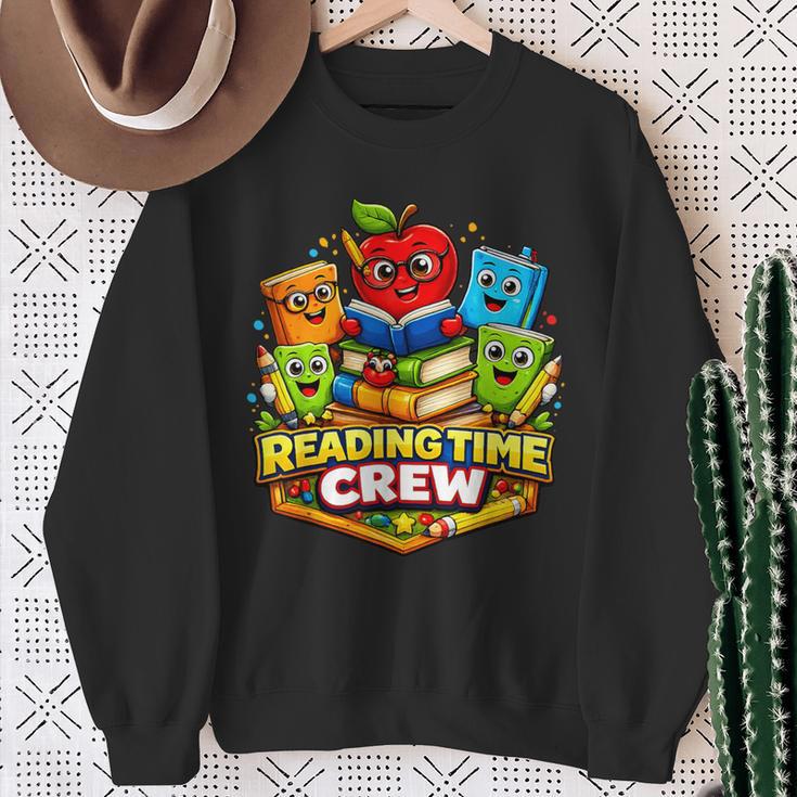 Reading Crew Teacher Literacy Classroom Book Sweatshirt Gifts for Old Women