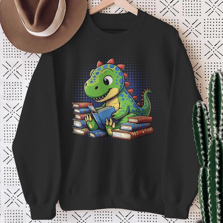 Reading Dinosaur Book Lover Cute Dino Reading Sweatshirt Gifts for Old Women Reading Dinosaur Book Lover Cute Dino Reading Sweatshirt Gifts for Old Women