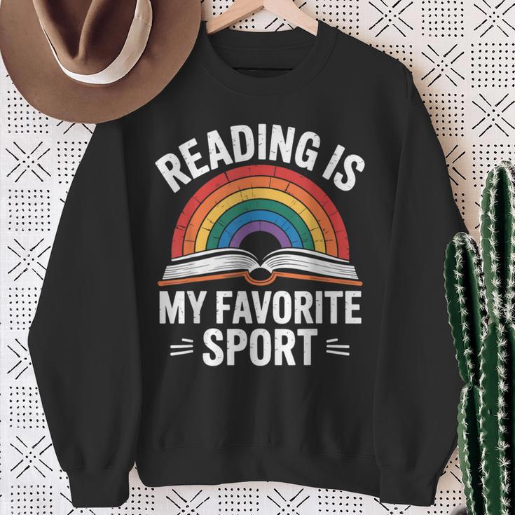 Reading Is My Favorite Sport Book Lover Saying Rainbow Sweatshirt Gifts for Old Women Reading Is My Favorite Sport Book Lover Saying Rainbow Sweatshirt Gifts for Old Women