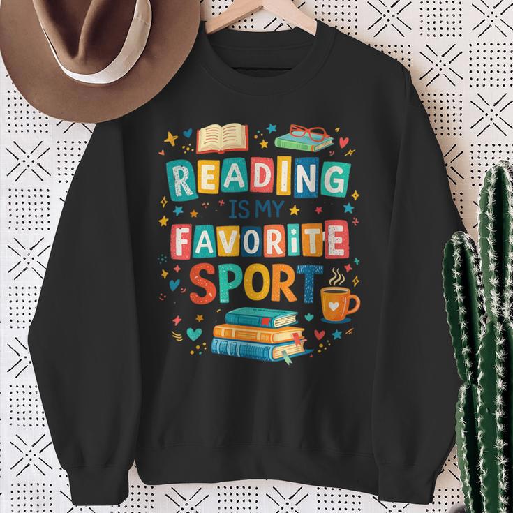 Reading Is My Favorite Sport Colorful Books Readers Teachers Sweatshirt Gifts for Old Women