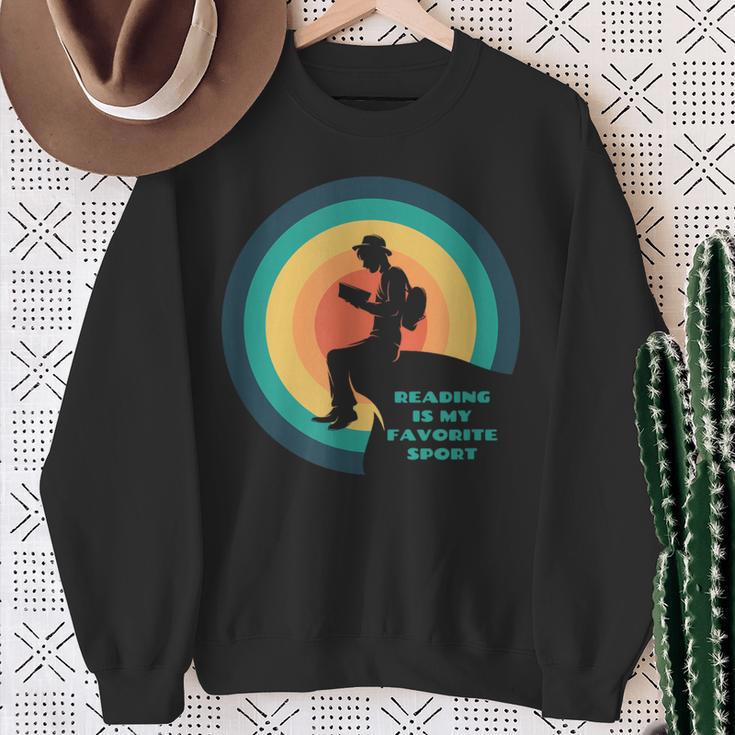 READING IS MY FAVORITE SPORT FUN BOOK LOVER Sweatshirt Gifts for Old Women