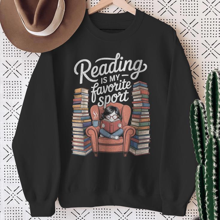 Reading Is My Favorite Sport Retro Book Lover Girl Library Sweatshirt Gifts for Old Women