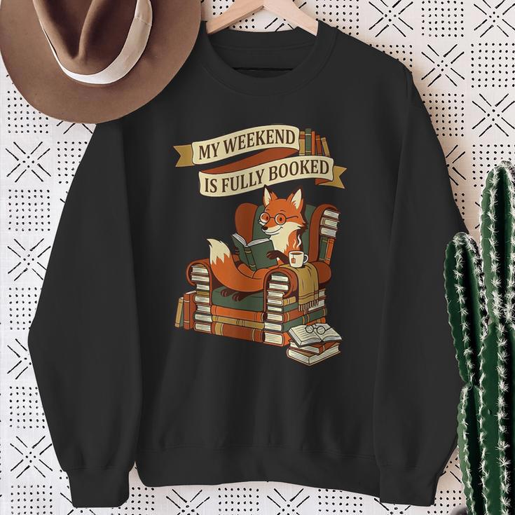 Reading Fox My Weekend Is Fully Booked Book Lover Sweatshirt Gifts for Old Women