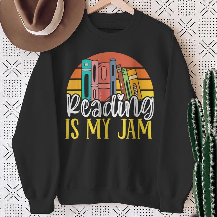 Reading Is My Jam Bookworm Book Reading Sweatshirt Gifts for Old Women