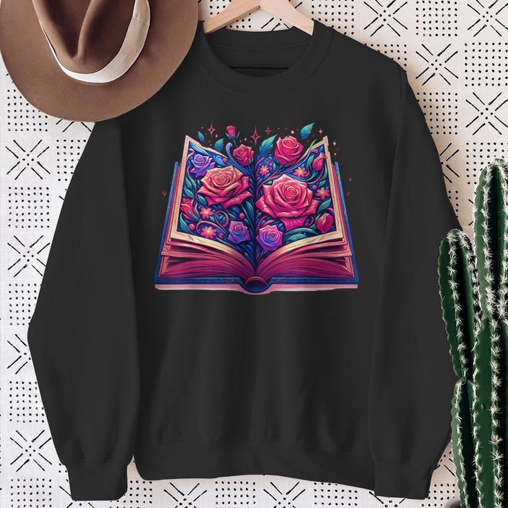 Reading Lover Librarian Book Lovers Flowers English Roses Sweatshirt Gifts for Old Women