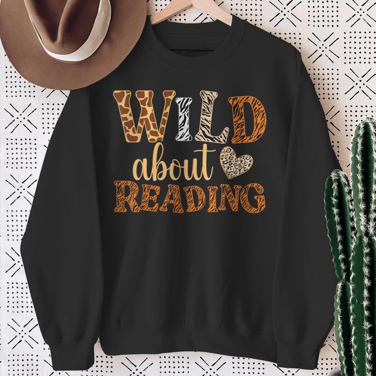 Reading Lover Wild About Reading Reading Books And Bookworm Sweatshirt Gifts for Old Women