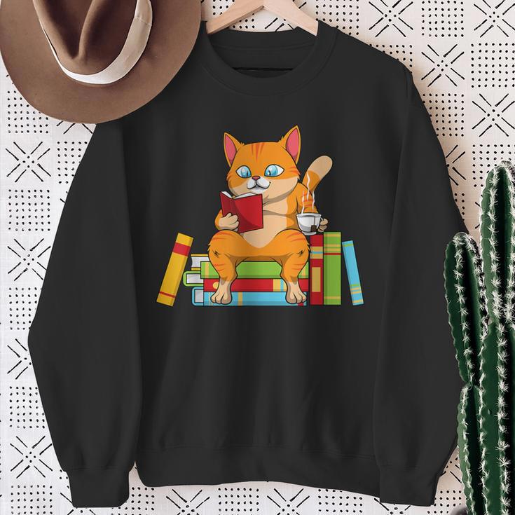 Reading For Men Women Books Cat Reading Lover Sweatshirt Gifts for Old Women
