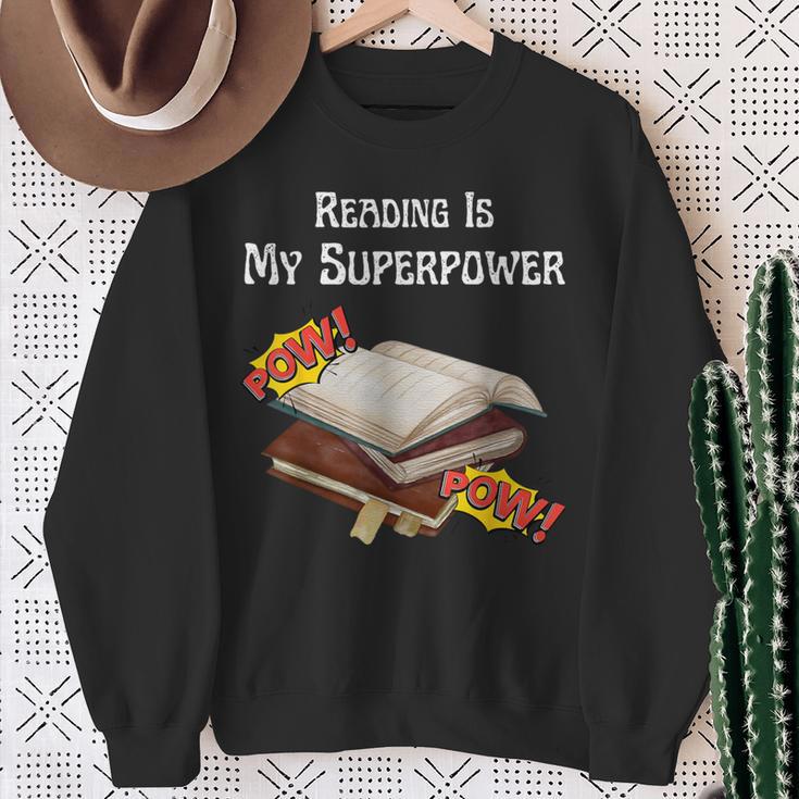 Reading Is My Superpower Book Lover Sweatshirt Gifts for Old Women