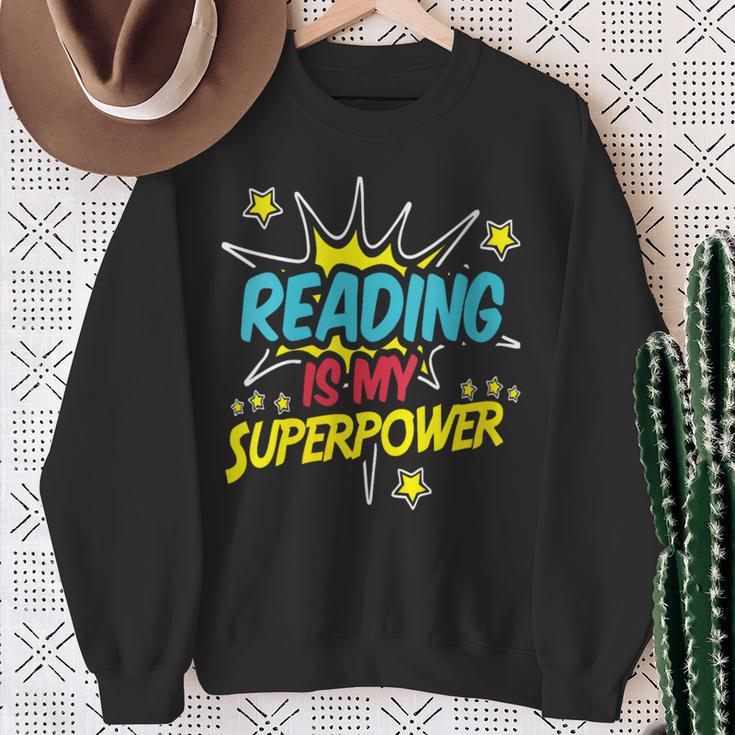 Reading Is My Superpower Book Nerds & Geeks Sweatshirt Gifts for Old Women
