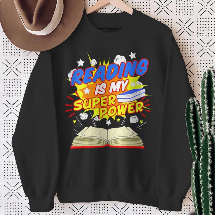 Reading Is My Superpower Comic Book Sweatshirt Gifts for Old Women