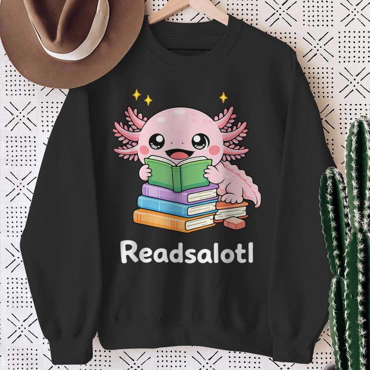Readsalotl Axolotl Book Reading Sweatshirt Gifts for Old Women