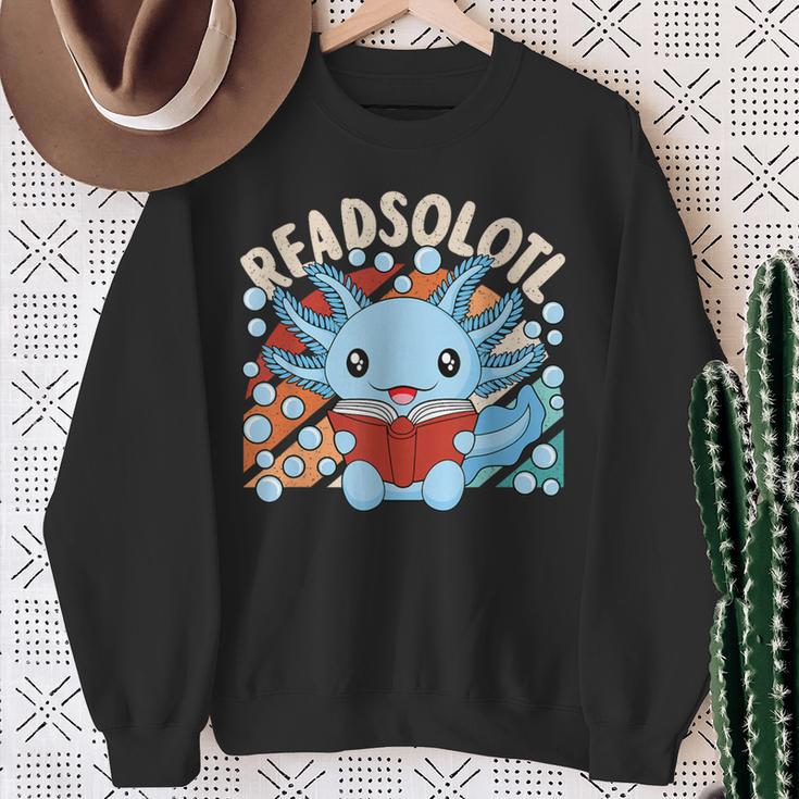 Readsolotl Axolotl Axolotl Lover Kawaii Reading Book Sweatshirt Gifts for Old Women