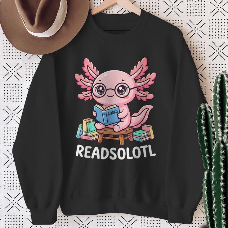 Readsolotl Axolotl Read Books Reading Book Lover Kids Sweatshirt Gifts for Old Women