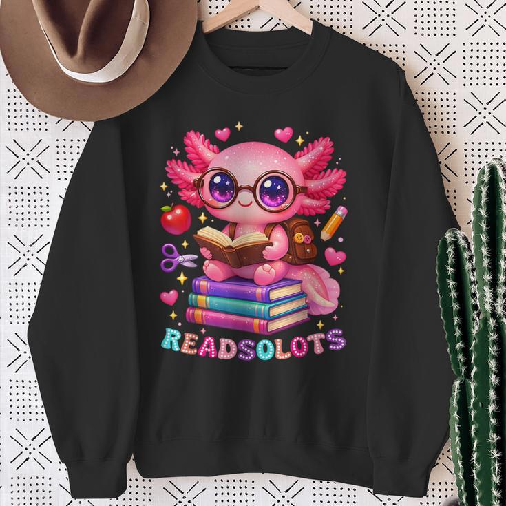 Readsolotl Axolotl Reading Book Lover Teacher Kids Sweatshirt Gifts for Old Women