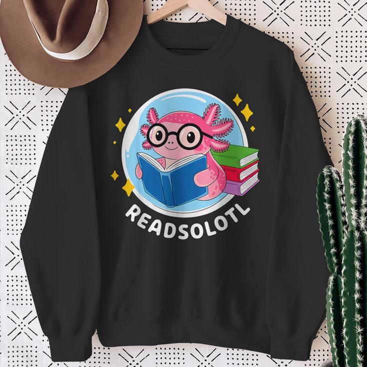 Readsolotl Axolotl Reading Book Sweatshirt Gifts for Old Women Readsolotl Axolotl Reading Book Sweatshirt Gifts for Old Women