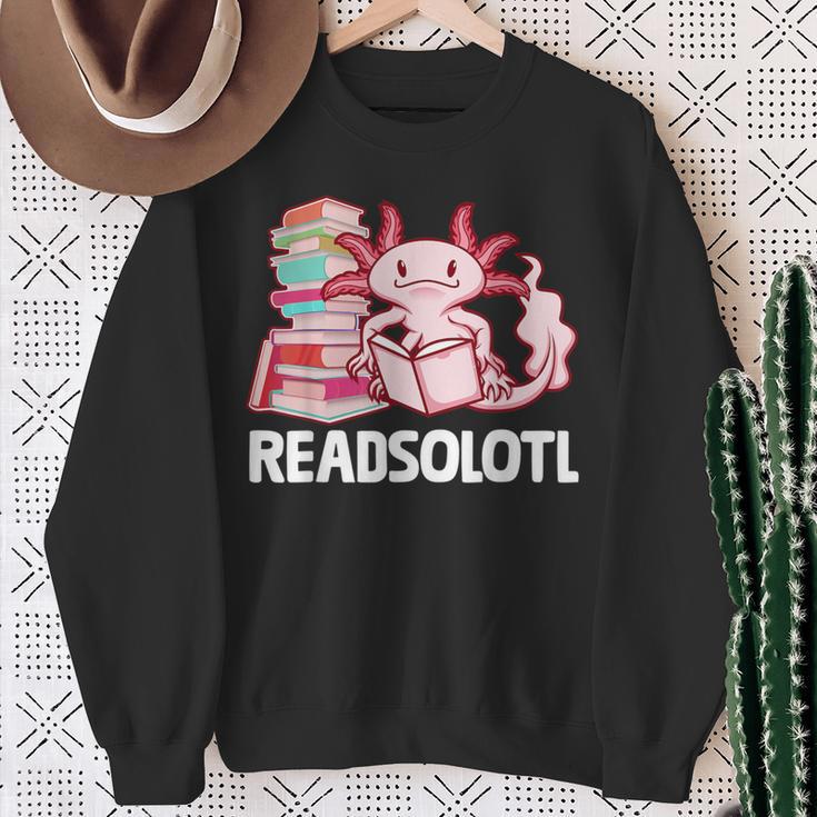Readsolotl Axolotl Reading Fish Books Lizard Sweatshirt Gifts for Old Women