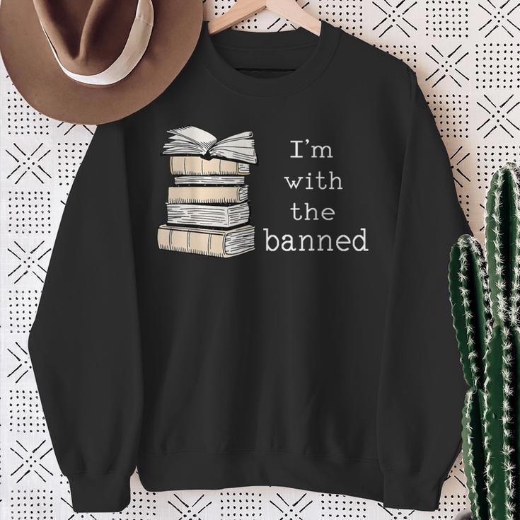 Retro I'm With The Banned Books Sweatshirt Gifts for Old Women