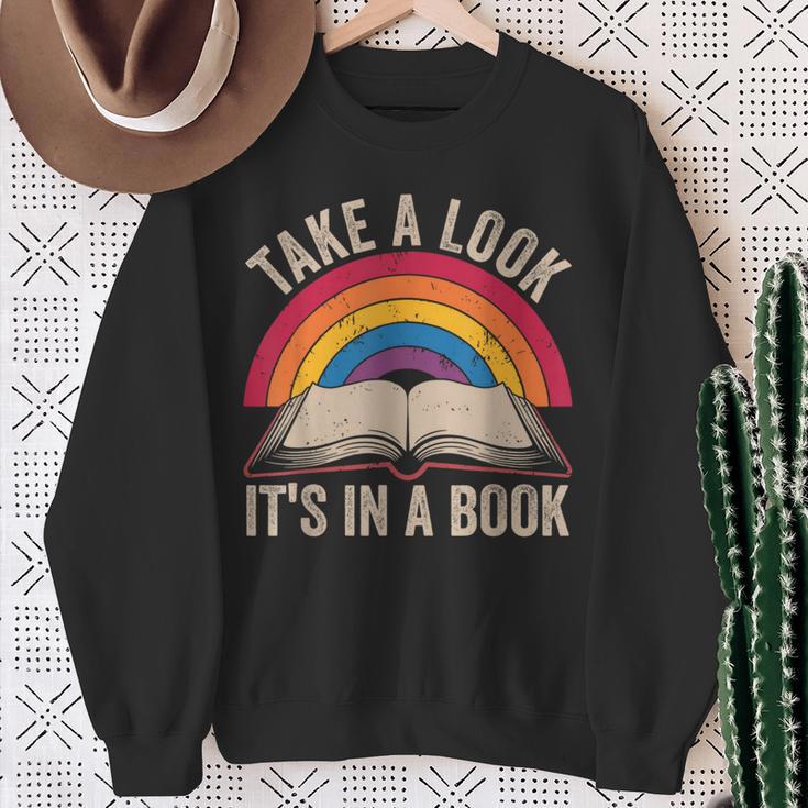 Retro Vintage Rainbow Take a Look It’s In a Book Reading Sweatshirt Gifts for Old Women Retro Vintage Rainbow Take a Look It’s In a Book Reading Sweatshirt Gifts for Old Women