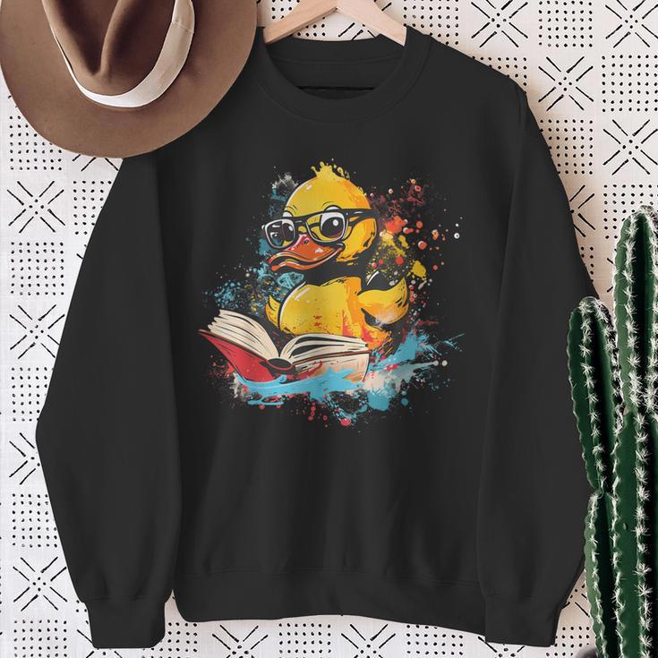Rubber Duck Reading Book Rubber Duckie Rubber Duckling Sweatshirt Gifts for Old Women