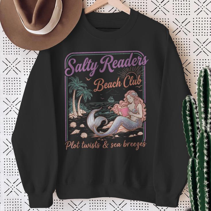 Salty Readers Beach Club Books Plot Twists & Sea Breezes Sweatshirt Gifts for Old Women
