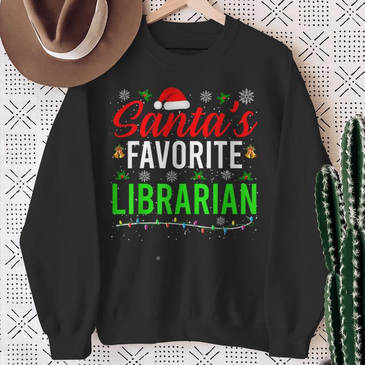 Santa's Favorite Librarian Cute Book Lover Christmas Sweatshirt Gifts for Old Women