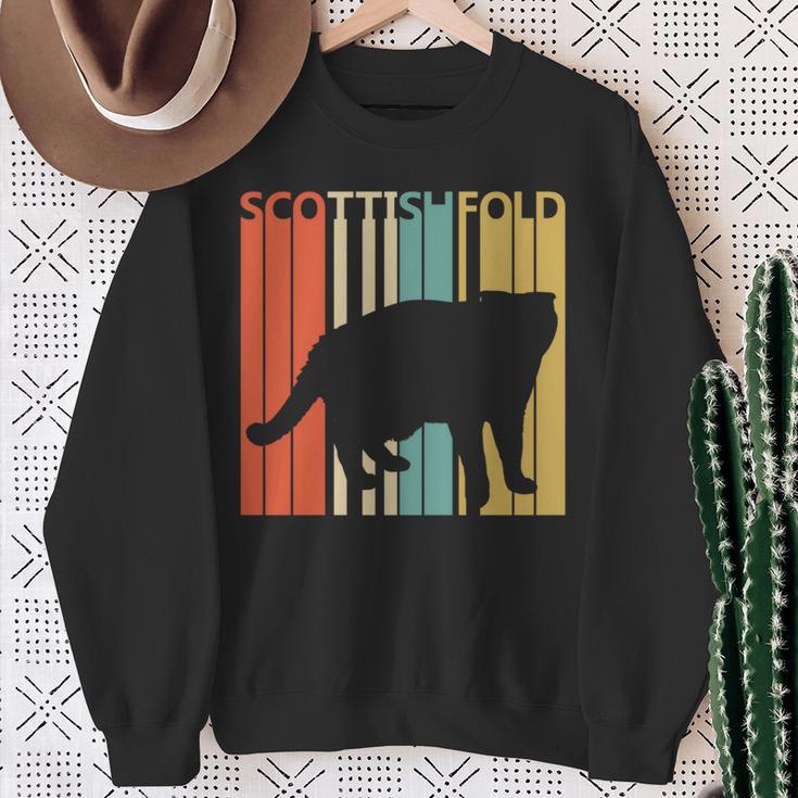 Scottish Fold スコティッシュフォールド ネコ 長袖tシャツ スウェットシャツ 年配の女性への贈り物