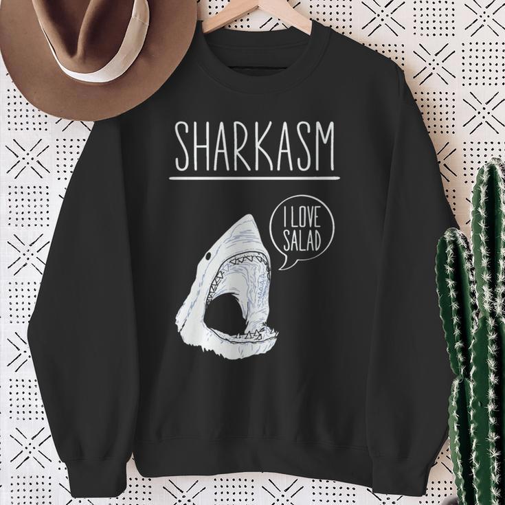 Sharkasm I Lovealad面白い皮肉なシャークスタジオ 長袖tシャツ スウェットシャツ 年配の女性への贈り物