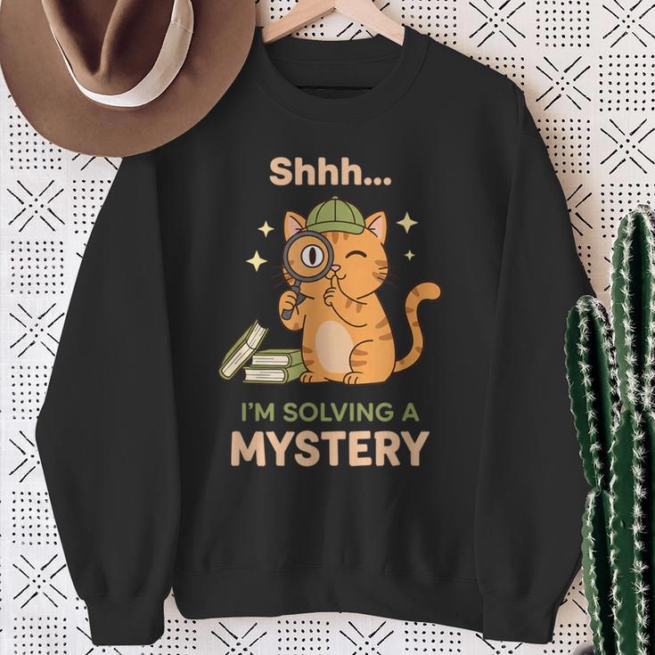 Shhh I'm Solving A Mystery Cat Detective Book Lover Sweatshirt Gifts for Old Women Shhh I'm Solving A Mystery Cat Detective Book Lover Sweatshirt Gifts for Old Women