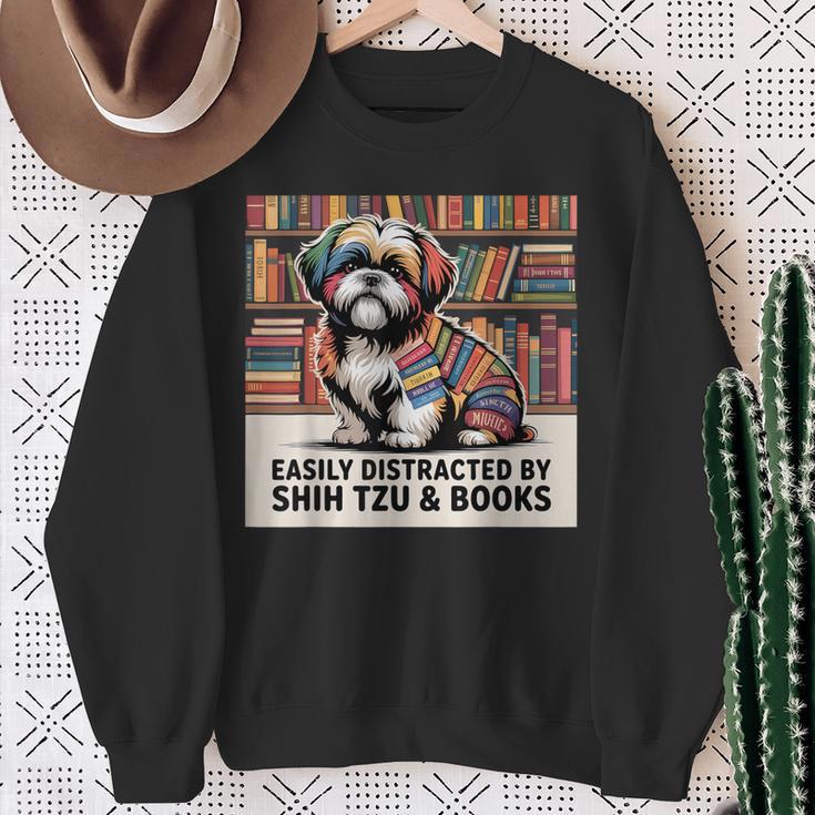 Shih Tzu Dog Shihtzu Dog Books Nerds Reader Shitzhu Shih Tzu Sweatshirt Gifts for Old Women