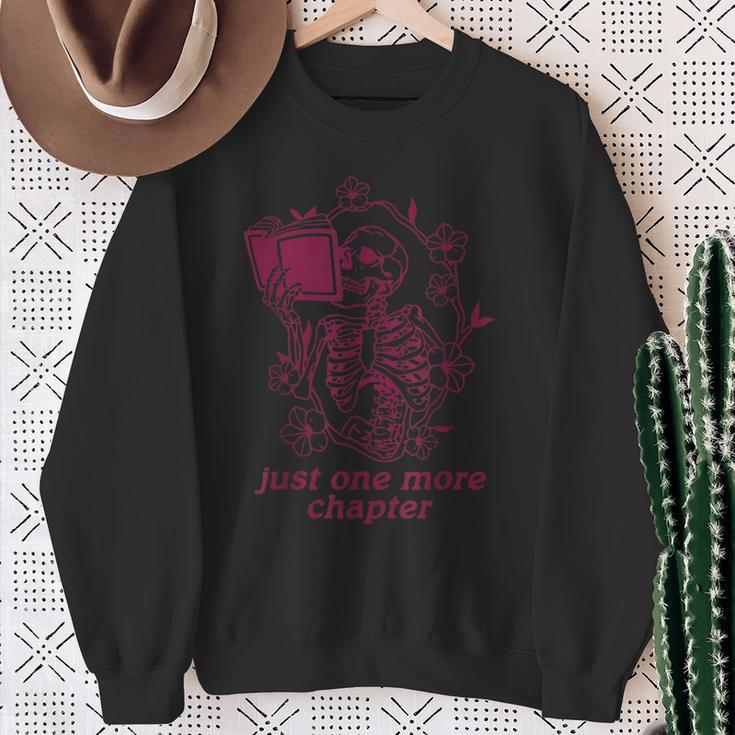 Skeleton Reading Book Just One More Chapter Sweatshirt Gifts for Old Women