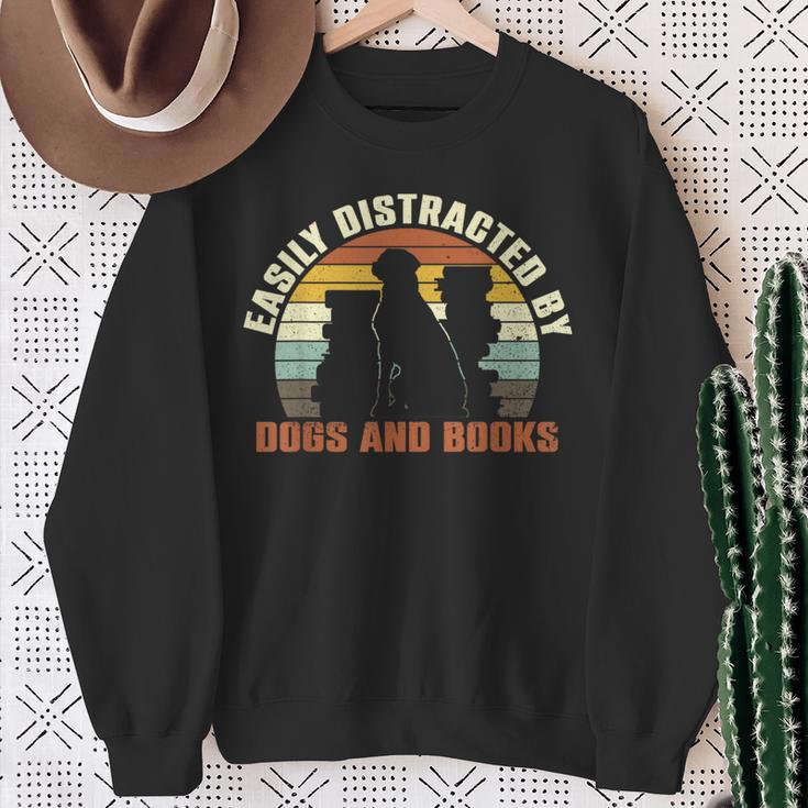 Slightly Distracted From Dogs And Books Retro Vintage Sweatshirt Gifts for Old Women Slightly Distracted From Dogs And Books Retro Vintage Sweatshirt Gifts for Old Women