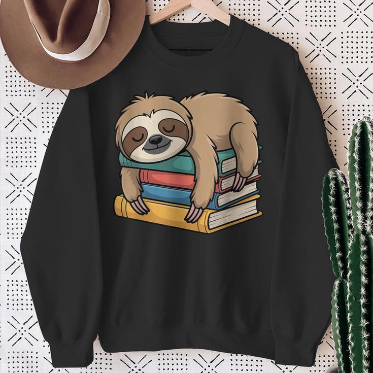 Sloth Sleeping On Books Sweatshirt Gifts for Old Women