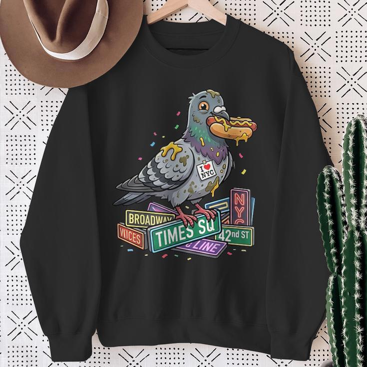 Smart Pigeon Sitting On Book Stack Sweatshirt Gifts for Old Women