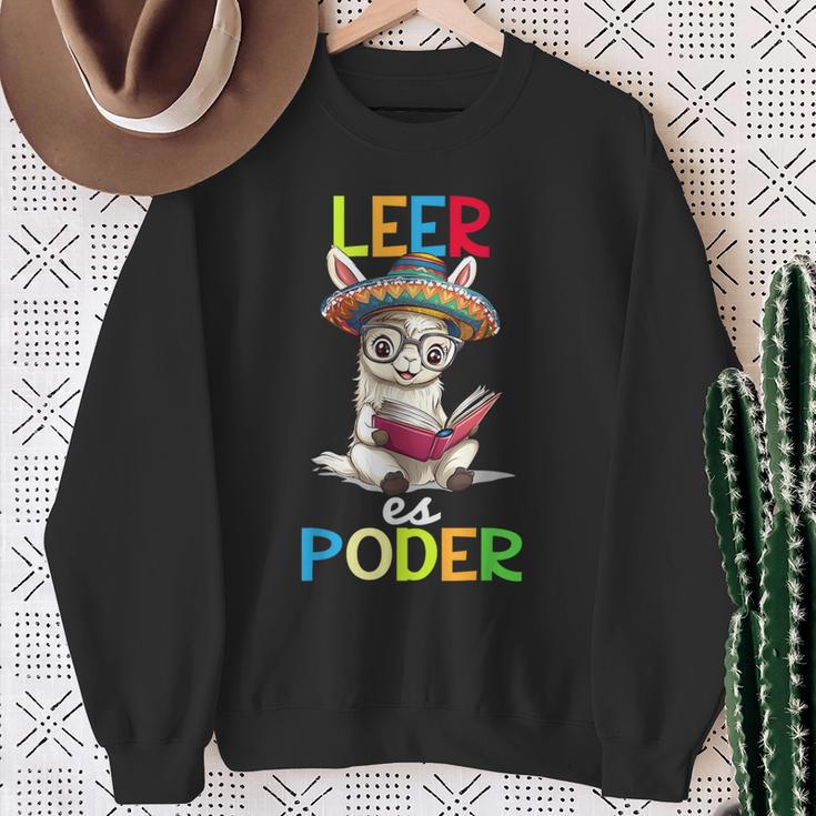 Spanish Reading Book Lover Sloth Maestra Leer Es Poder Sweatshirt Gifts for Old Women