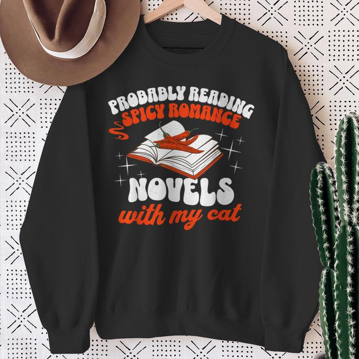 Spicy Books Reading Spicy Romance Novels & Cat Smut Reader Sweatshirt Gifts for Old Women
