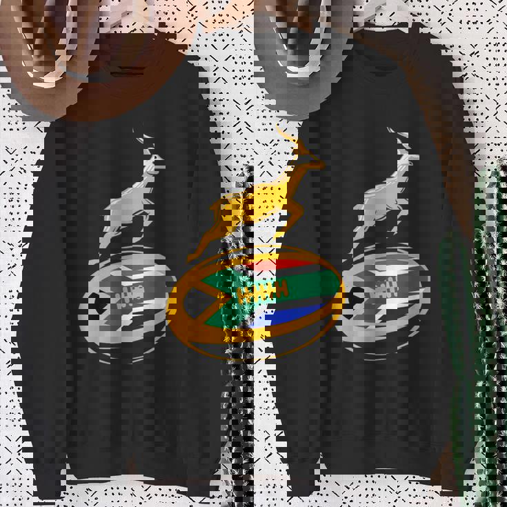 Springbok ラグビーボール & 南アフリカ国旗 メンズ レディース キッズ スウェットシャツ 年配の女性への贈り物