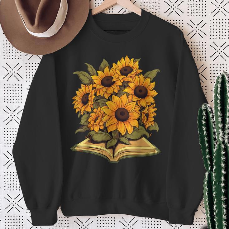 Sunflowers Flowers Book Floral Sweatshirt Gifts for Old Women