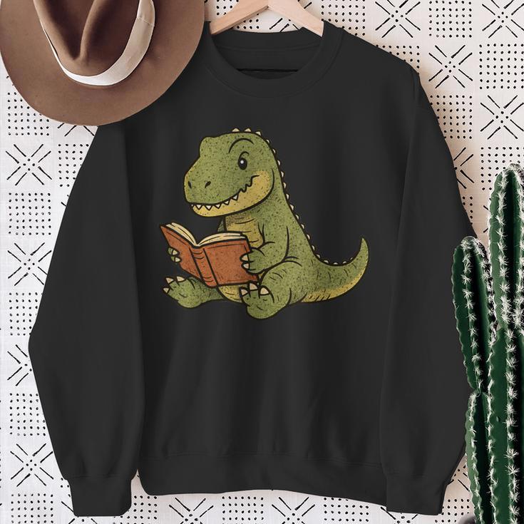 T-Rex Dinosaur Reading Book Nerd Sweatshirt Gifts for Old Women T-Rex Dinosaur Reading Book Nerd Sweatshirt Gifts for Old Women