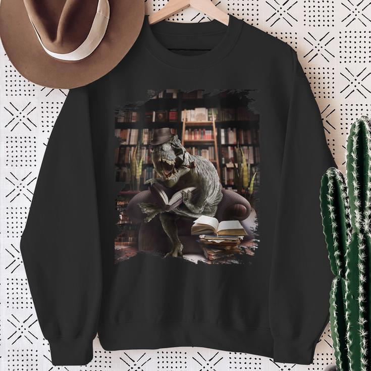 T-Rex Dinosaur Reading Books In Book Library Bookstore Sweatshirt Gifts for Old Women T-Rex Dinosaur Reading Books In Book Library Bookstore Sweatshirt Gifts for Old Women