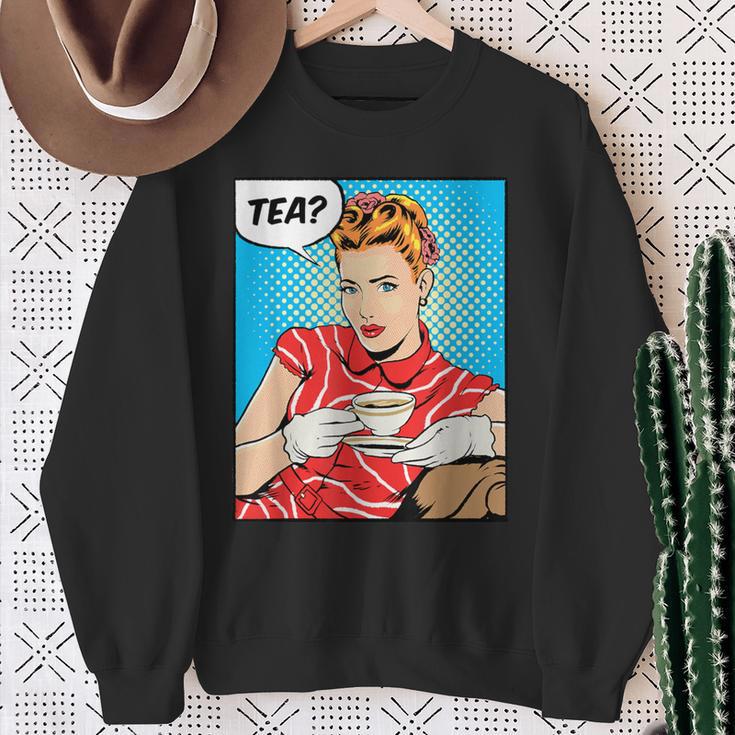 Tea Pop Art Comic Book Cartoon Tea Party Tea Lover Drinking Sweatshirt Gifts for Old Women Tea Pop Art Comic Book Cartoon Tea Party Tea Lover Drinking Sweatshirt Gifts for Old Women