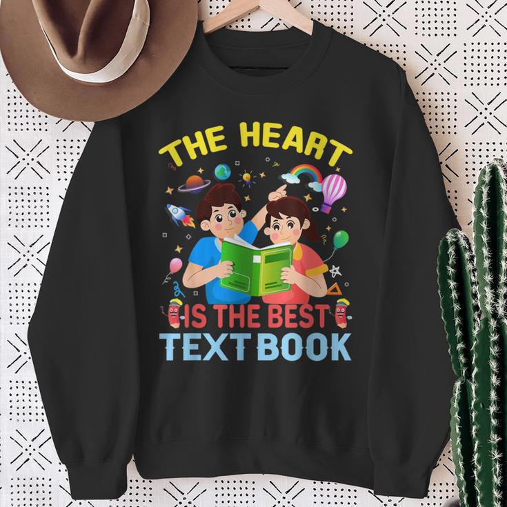 Teacher Heart Text Book For Men Women Sweatshirt Gifts for Old Women