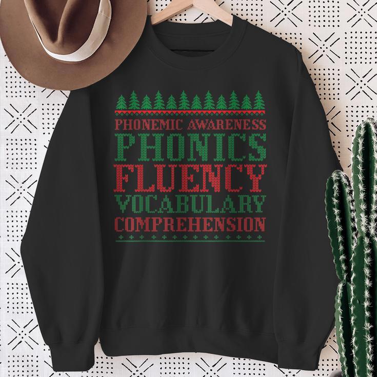 Teacher Ugly Sweater Christmas Science Of Reading Sweatshirt Gifts for Old Women