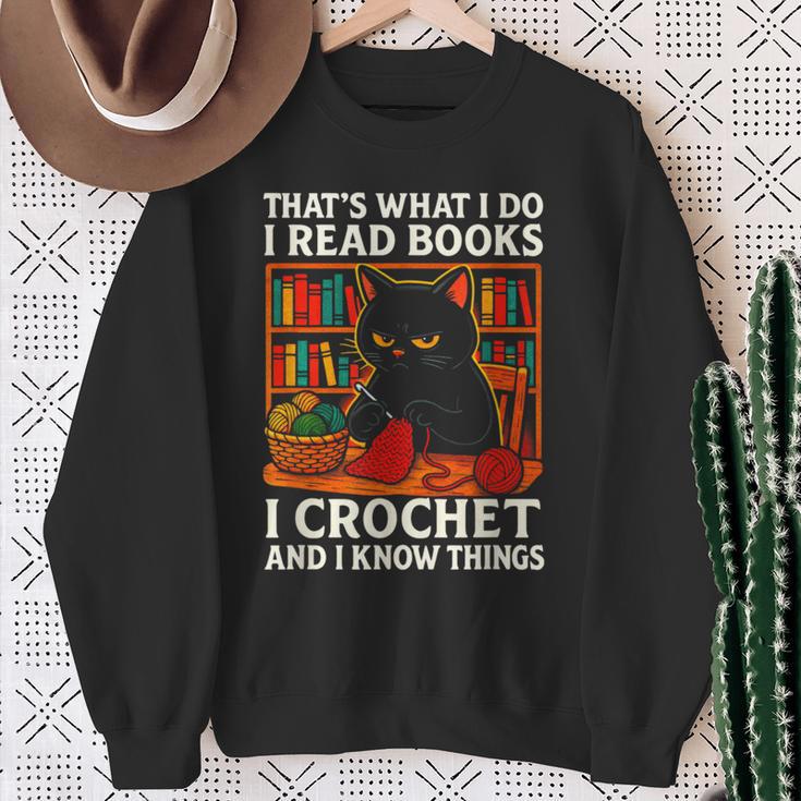 That's What I DO I Read Books Crochet Cat Sweatshirt Gifts for Old Women