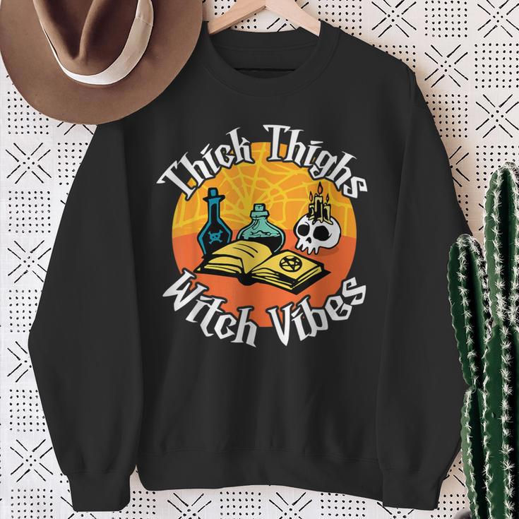 Thick Thighs Witch Vibes Spell Book And Potions Sweatshirt Gifts for Old Women