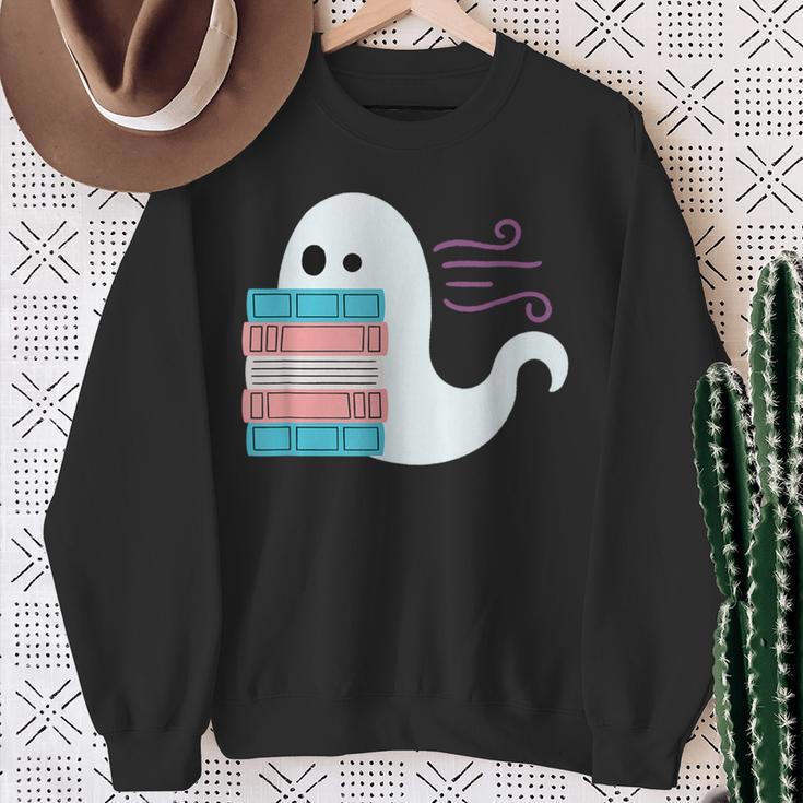 Threadless Grey Sky Chai Trans Book Pride Ghost Graphic Sweatshirt Gifts for Old Women