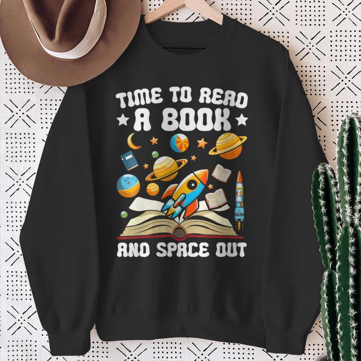 Time To Read A Book And Space Out Astronomy Lover Bookworm Sweatshirt Gifts for Old Women