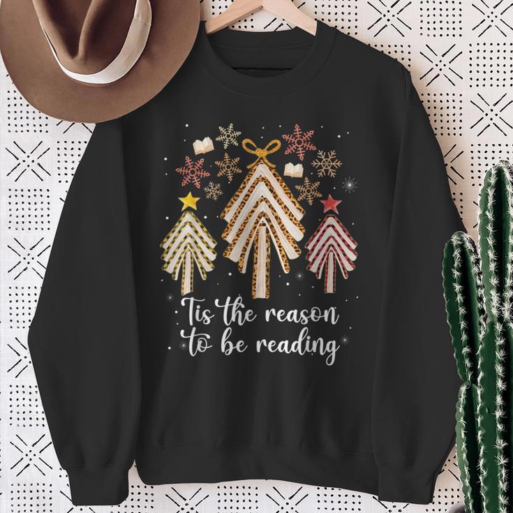Tis The Season To Be Reading Books Christmas Tree Book Lover Sweatshirt Gifts for Old Women